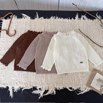 ニット・セーター レースメロウハイネックケーブルニットトップス【mh0011166】