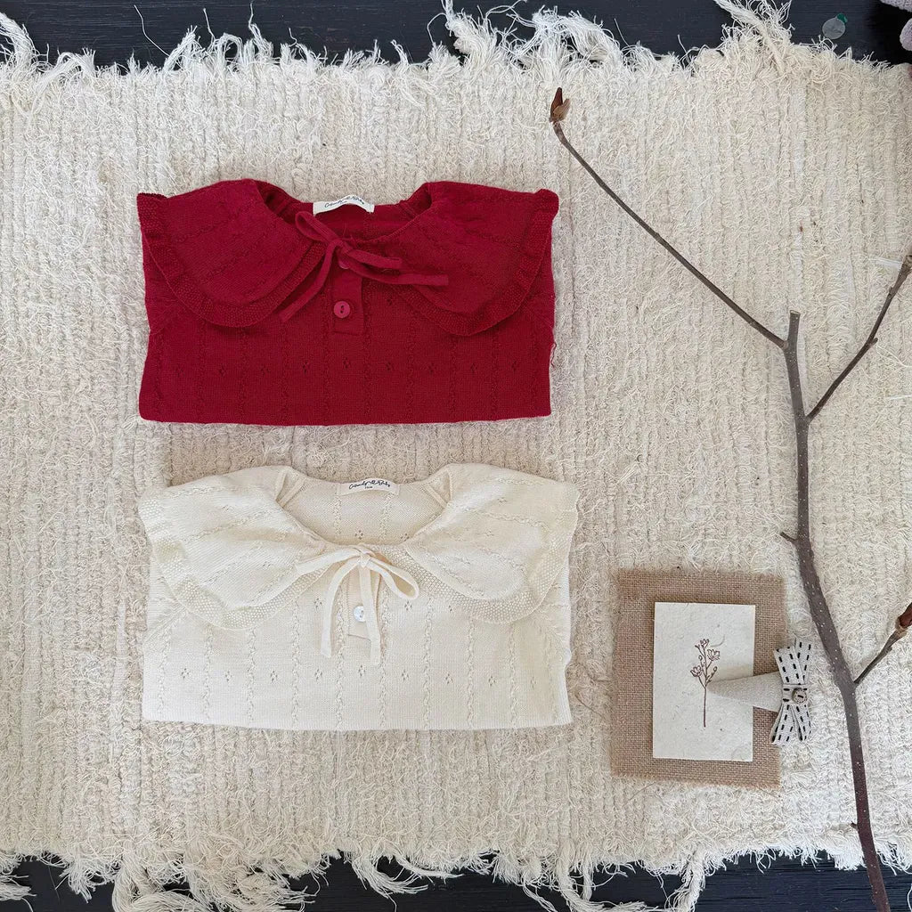 ニット・セーター 花柄レースフリル襟ニットプルオーバー【mh0011167】