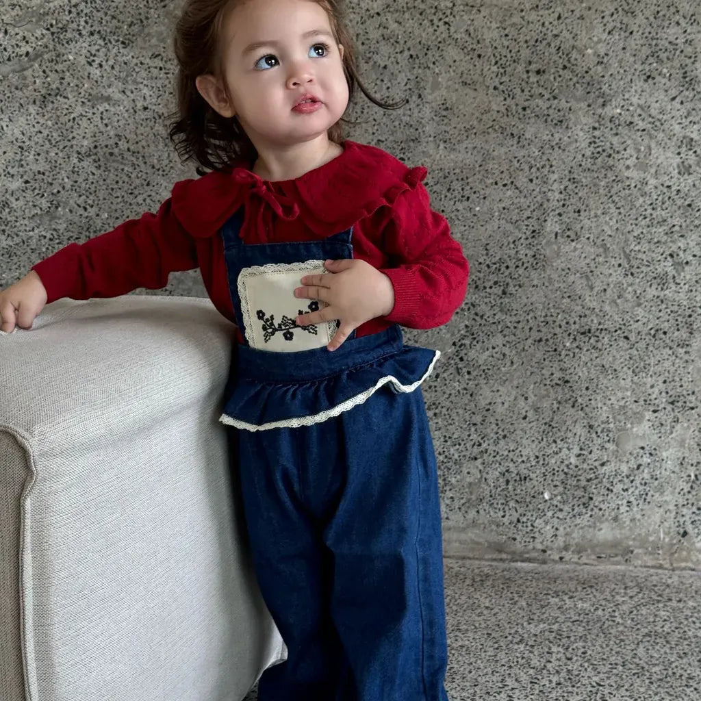 ニット・セーター 花柄レースフリル襟ニットプルオーバー【mh0011167】