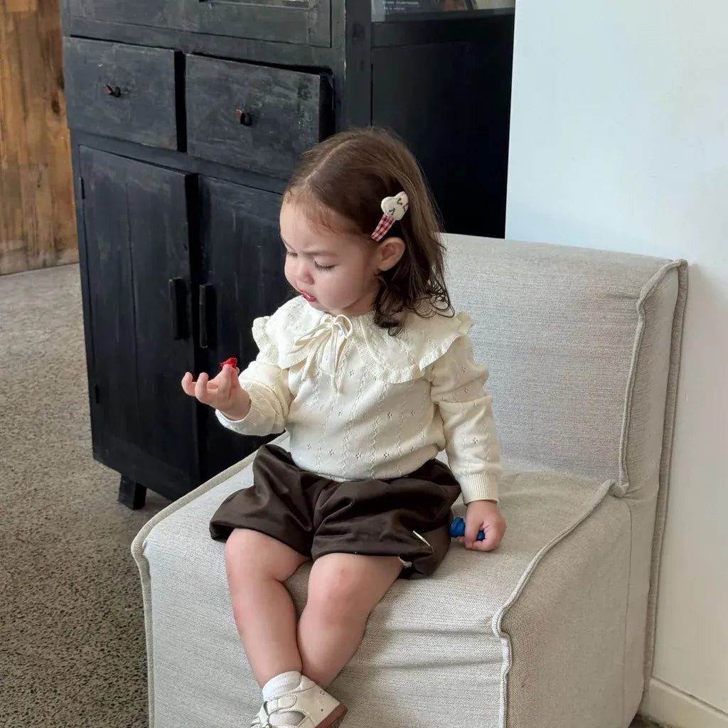 ニット・セーター 花柄レースフリル襟ニットプルオーバー【mh0011167】