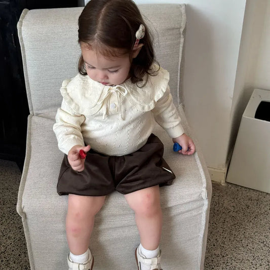 ニット・セーター 花柄レースフリル襟ニットプルオーバー【mh0011167】