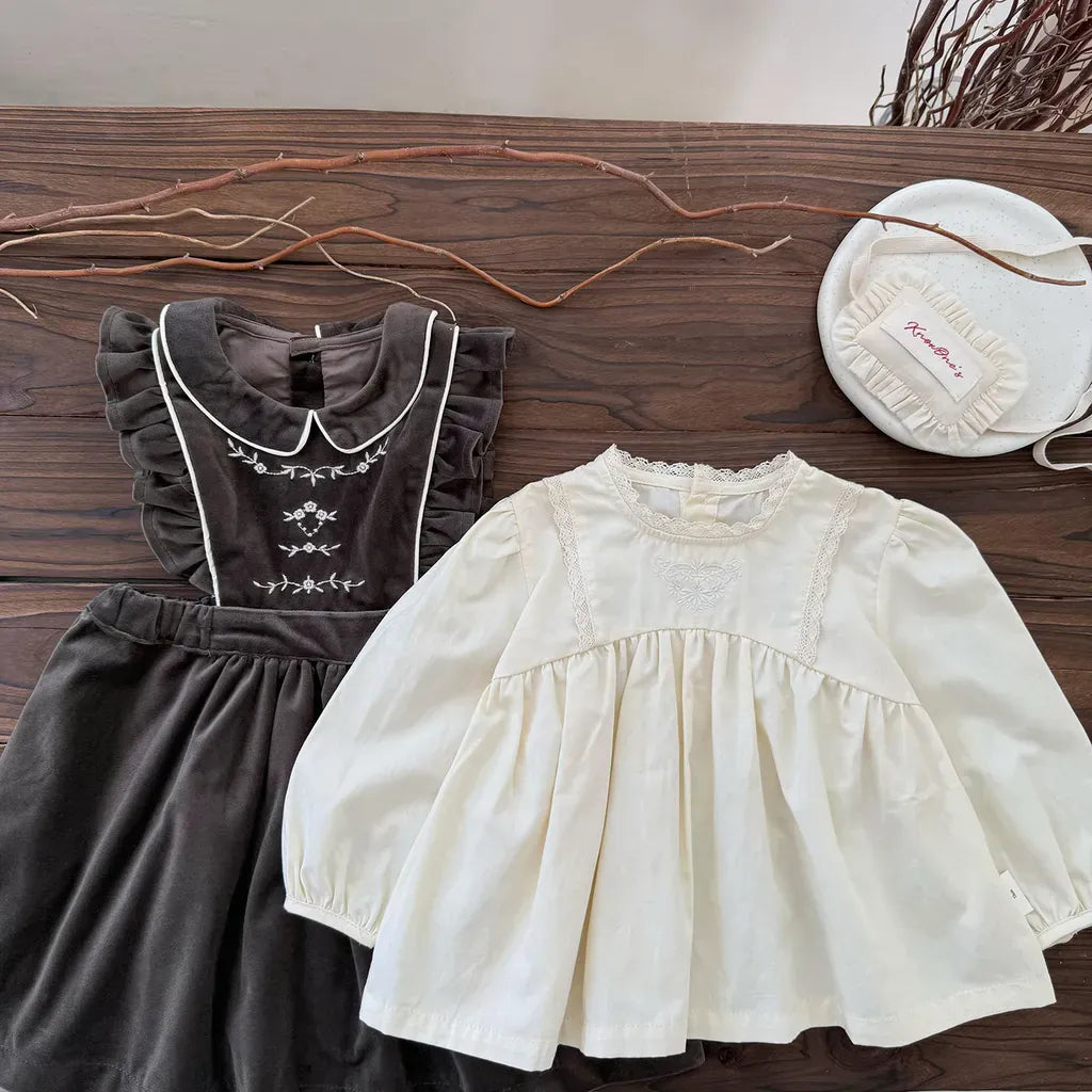 ノースリーブワンピース 刺繍レースフリルスリーブジャンパースカート【mh0011170】