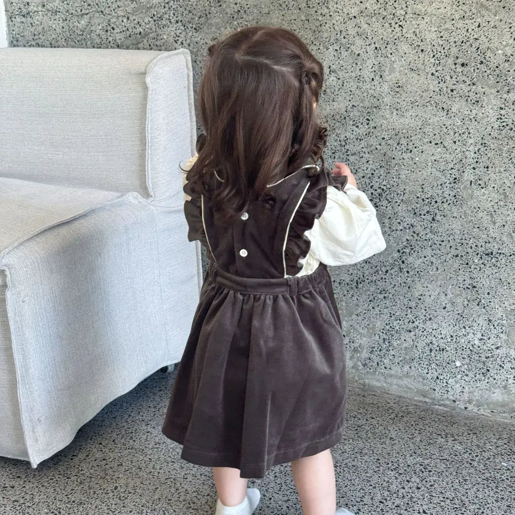 ノースリーブワンピース 刺繍レースフリルスリーブジャンパースカート【mh0011170】