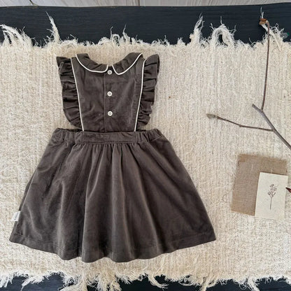 ノースリーブワンピース 刺繍レースフリルスリーブジャンパースカート【mh0011170】