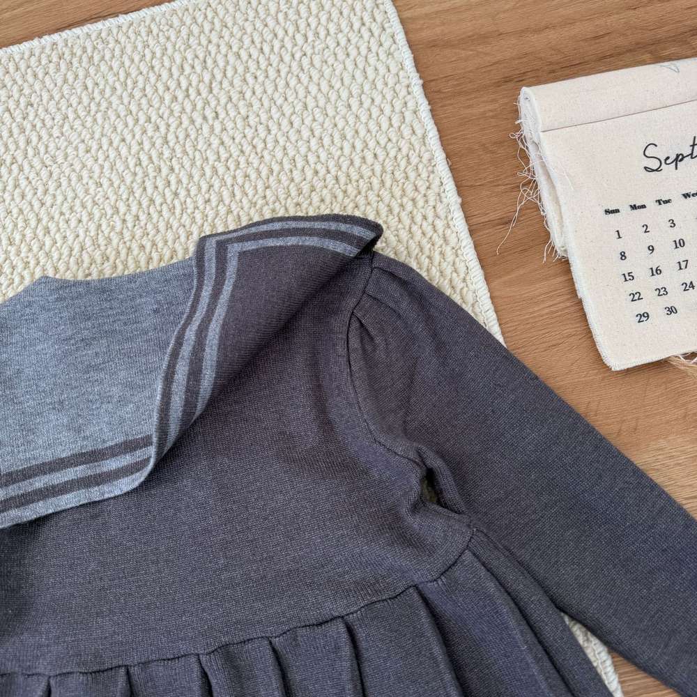 長袖ワンピース 長袖ニットワンピース セーラー襟 プリーツスカート ベビー服【mh0011512】