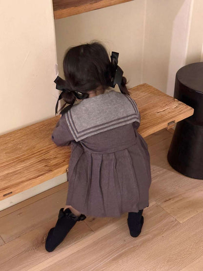 長袖ワンピース 長袖ニットワンピース セーラー襟 プリーツスカート ベビー服【mh0011512】