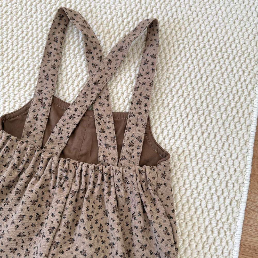 サロペットパンツ・サスペンダーパンツ サスペンダーショートパンツ 小花柄 コーデュロイ オーバーオール【mh0011514】