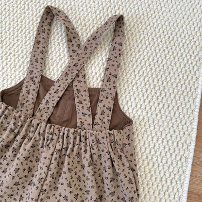 サロペットパンツ・サスペンダーパンツ サスペンダーショートパンツ 小花柄 コーデュロイ オーバーオール【mh0011514】