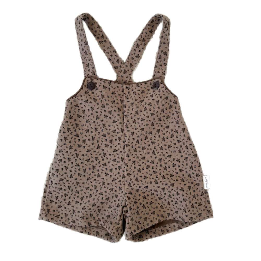 サロペットパンツ・サスペンダーパンツ サスペンダーショートパンツ 小花柄 コーデュロイ オーバーオール【mh0011514】