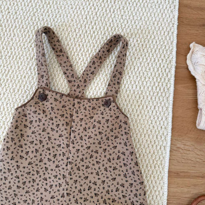 サロペットパンツ・サスペンダーパンツ サスペンダーショートパンツ 小花柄 コーデュロイ オーバーオール【mh0011514】