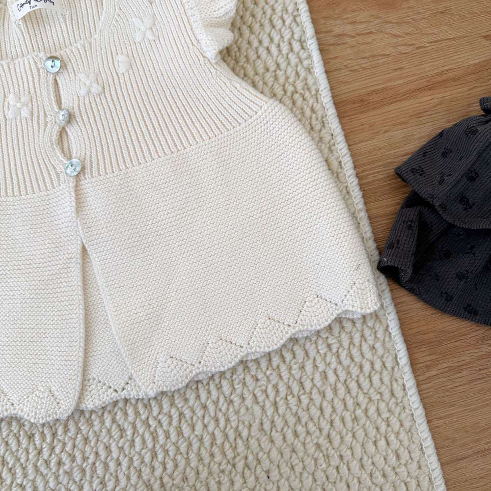 ロンパースセットアップ 長袖ニットロンパース レースフリル襟 レースニット ベビーウェア【mh0011515】