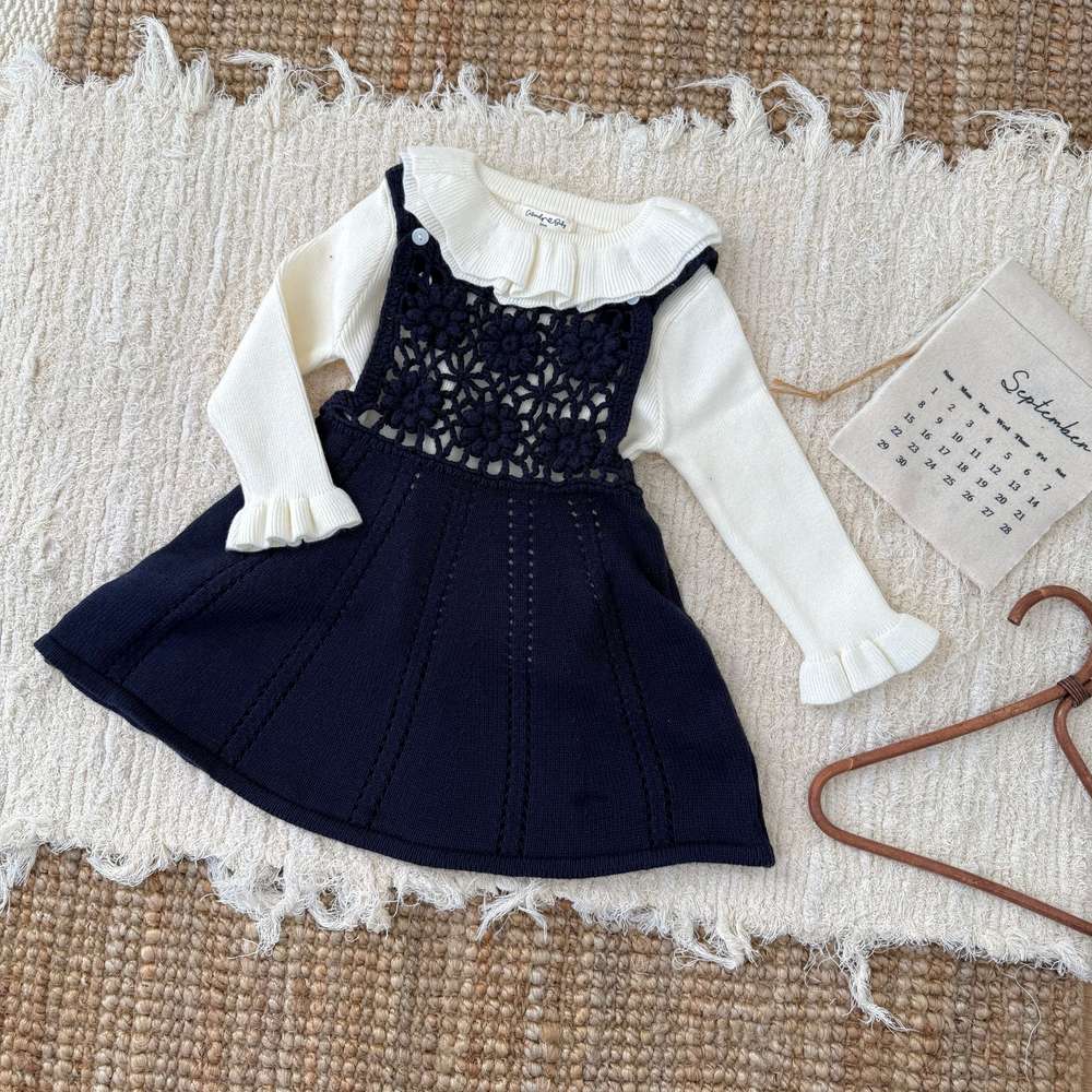 ノースリーブワンピース ノースリーブジャンパースカート クロシェ編み サス付き ニットワンピース【mh0011517】