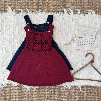 ノースリーブワンピース ノースリーブジャンパースカート クロシェ編み サス付き ニットワンピース【mh0011517】