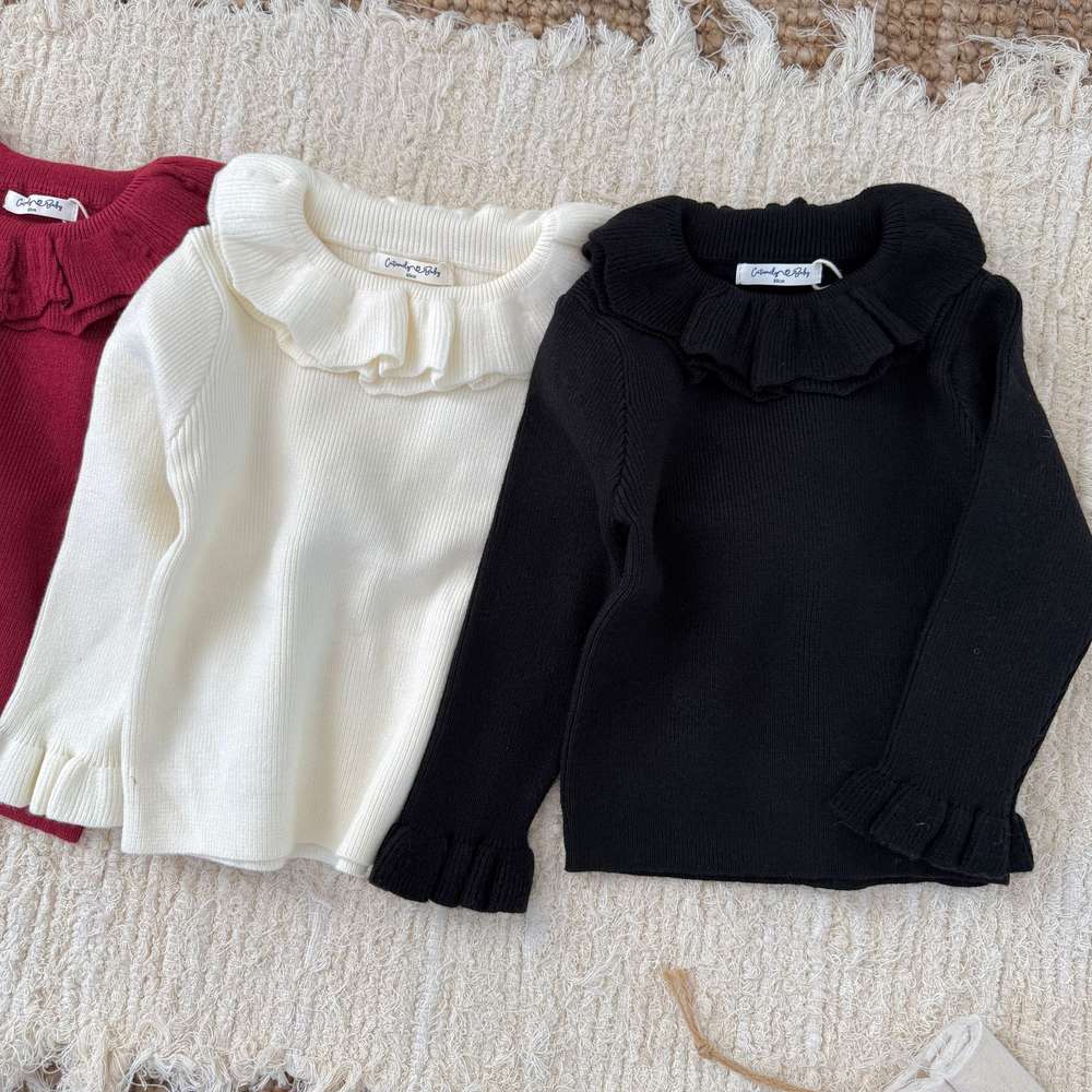 ニット・セーター 長袖フリルネックセーター ニット メロウフリル ラッフルカラー カットソー【mh0011518】