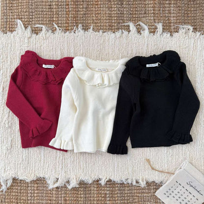 ニット・セーター 長袖フリルネックセーター ニット メロウフリル ラッフルカラー カットソー【mh0011518】