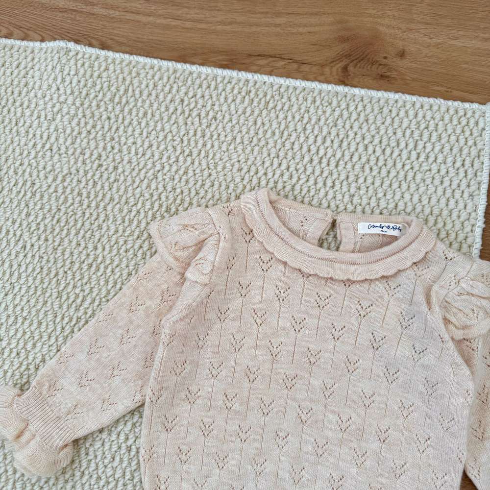 長袖セットアップ レースニット長袖セーター フラワープリント サスペンダーパンツ【mh0011523】