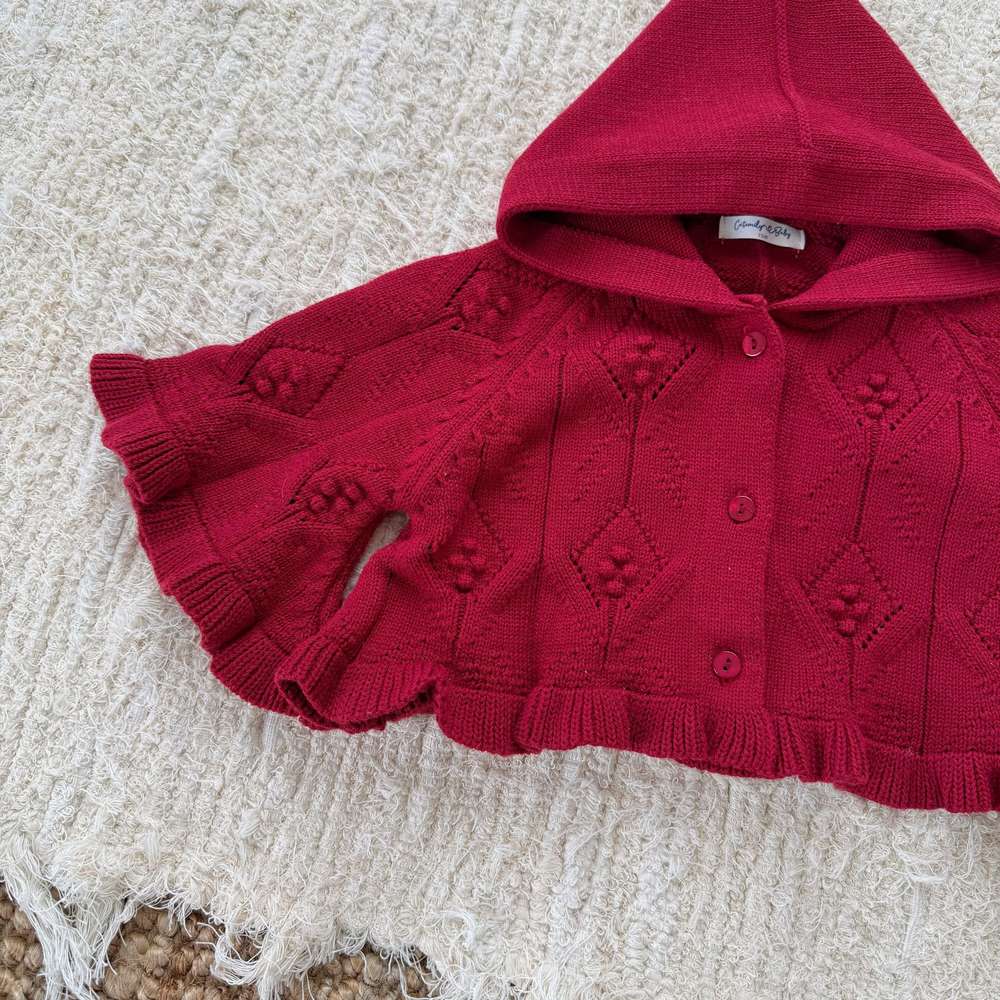 カーディガン・パーカー フーディポンチョ フード付きケープ 赤ずきんちゃん カーディガン【mh0011524】