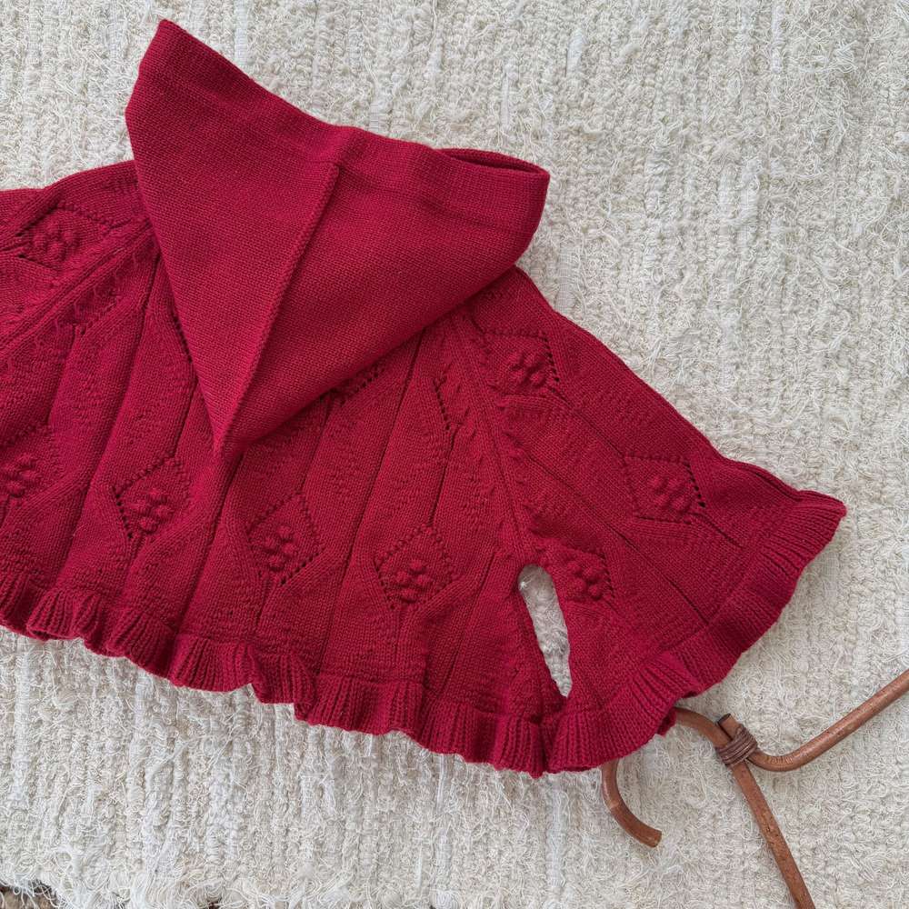 カーディガン・パーカー フーディポンチョ フード付きケープ 赤ずきんちゃん カーディガン【mh0011524】