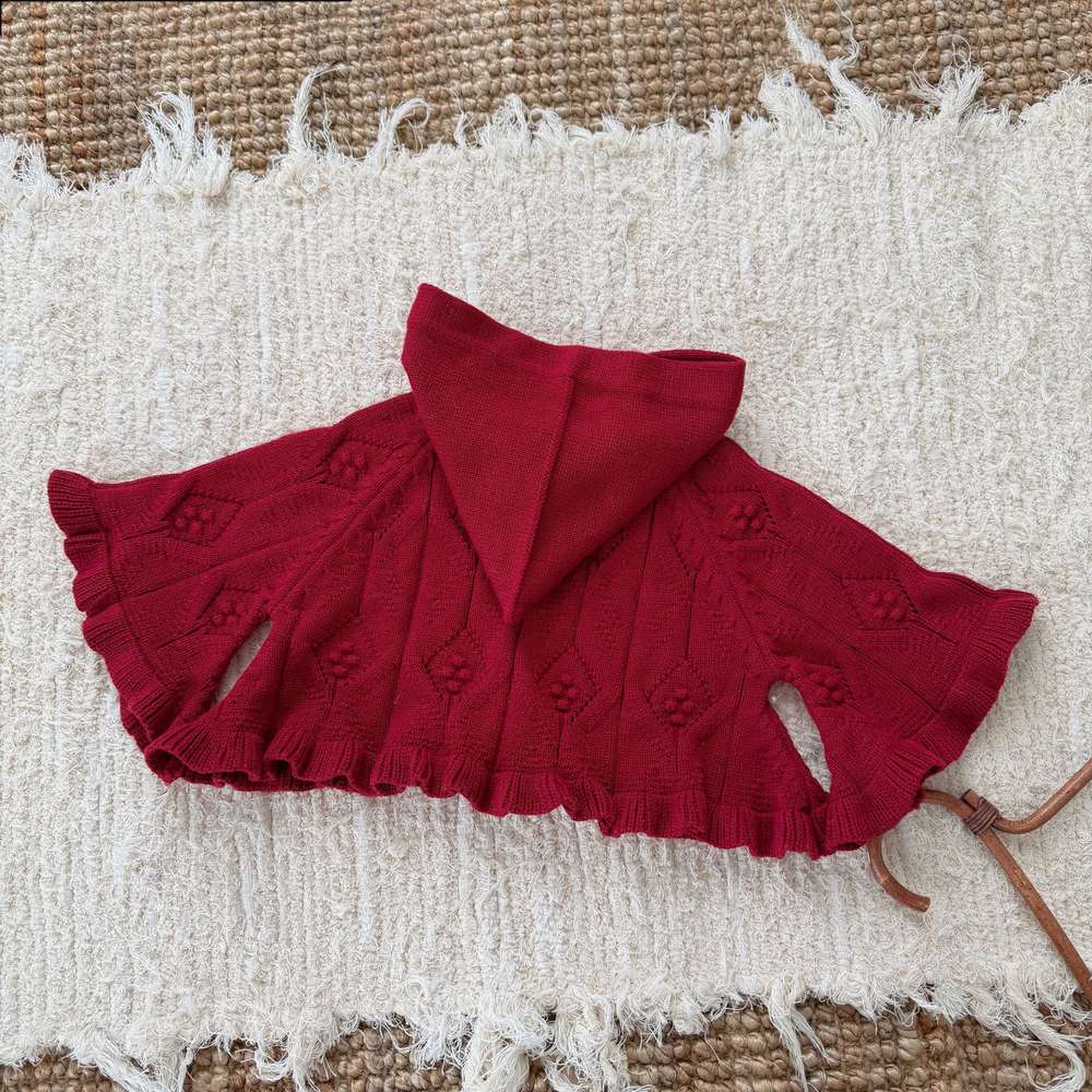 カーディガン・パーカー フーディポンチョ フード付きケープ 赤ずきんちゃん カーディガン【mh0011524】