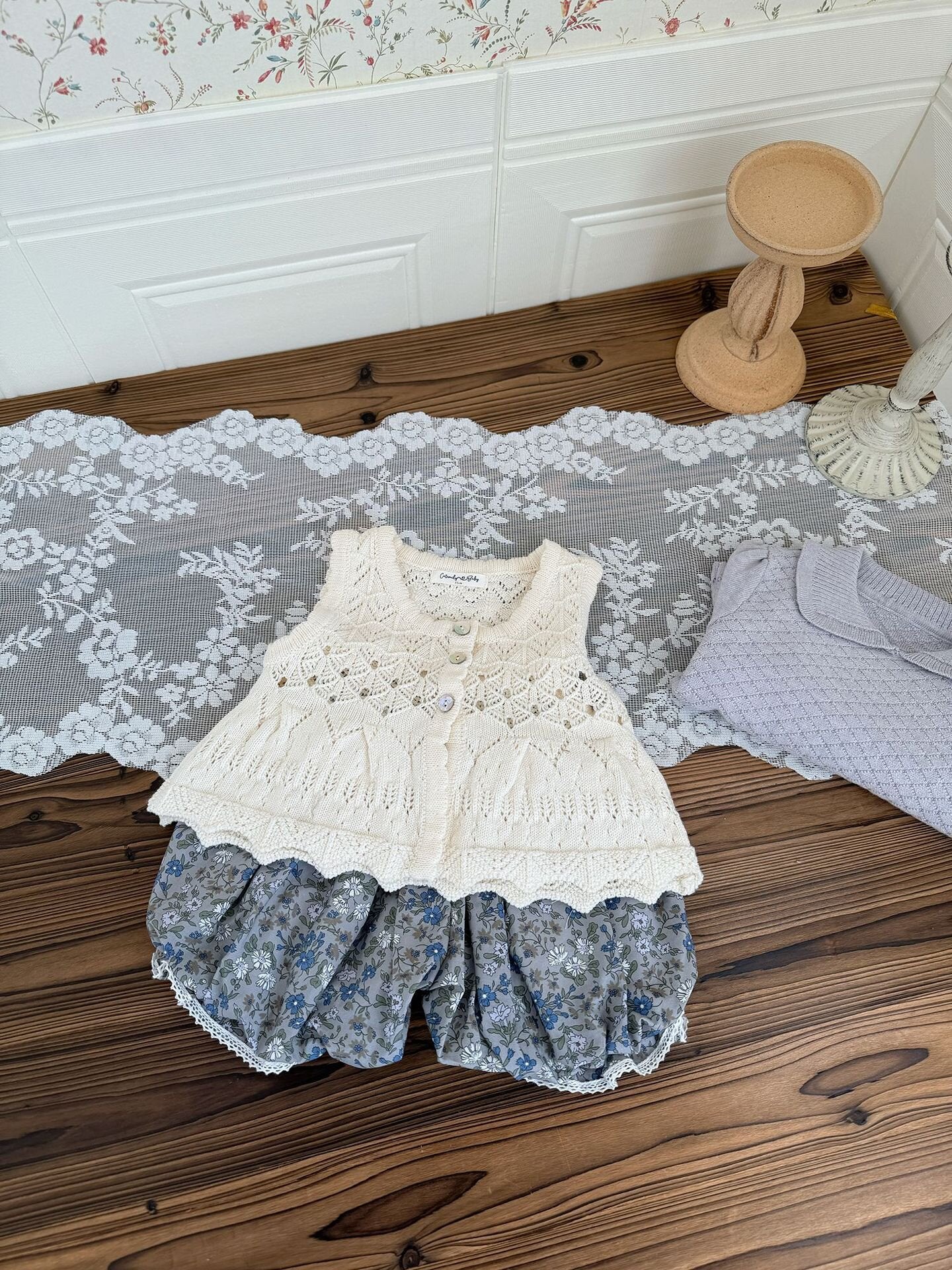 ベスト Openwork Jacquard Knitted Vest 透かし編みジャガードニットベスト【mh0012108】