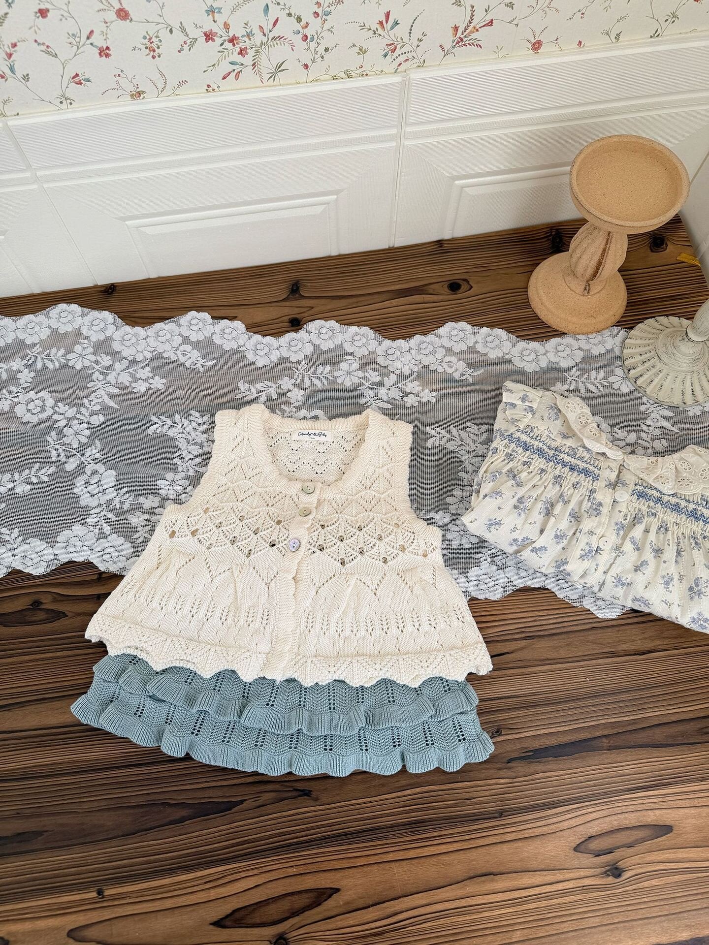 ベスト Openwork Jacquard Knitted Vest 透かし編みジャガードニットベスト【mh0012108】