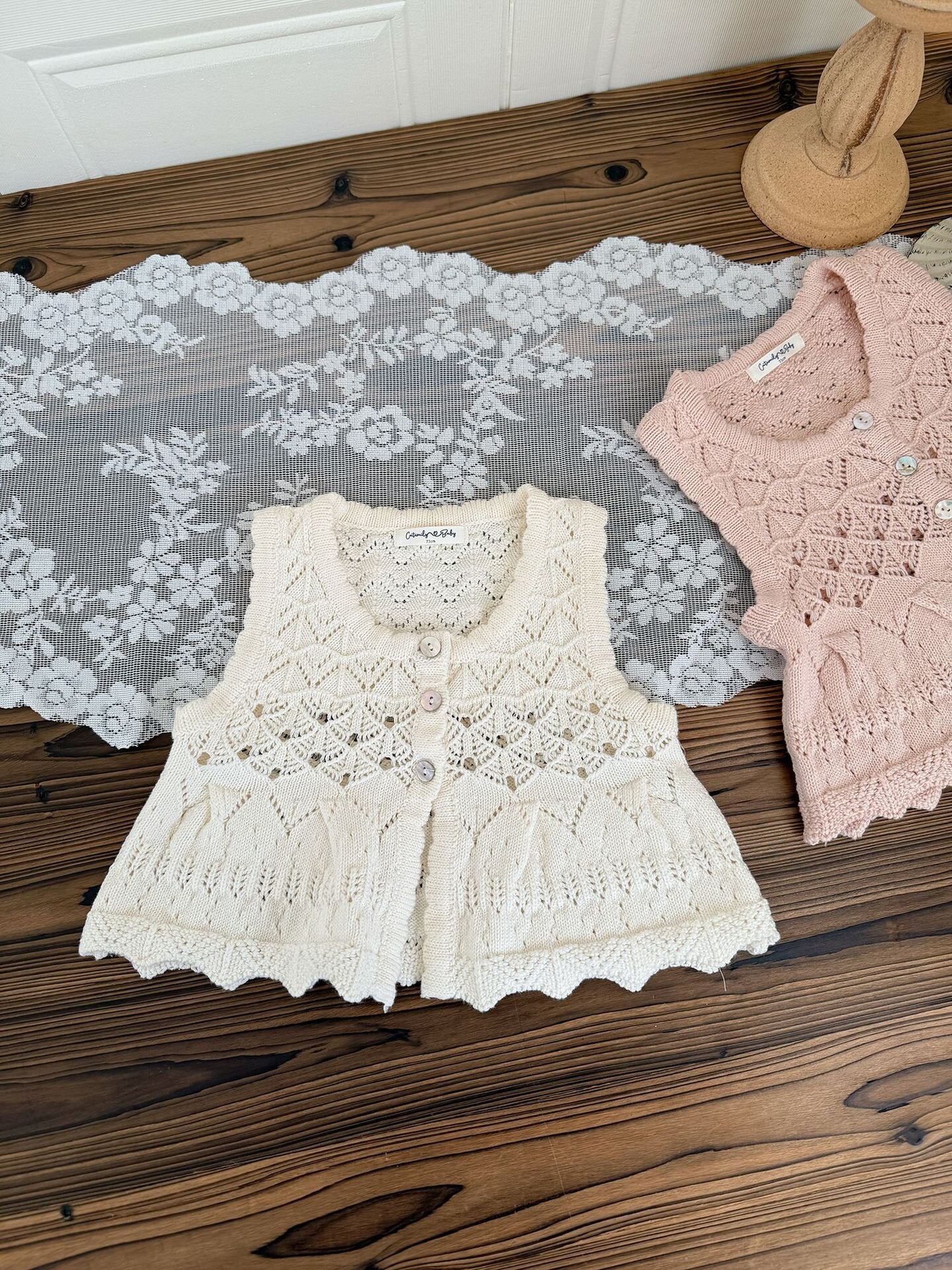 ベスト Openwork Jacquard Knitted Vest 透かし編みジャガードニットベスト【mh0012108】