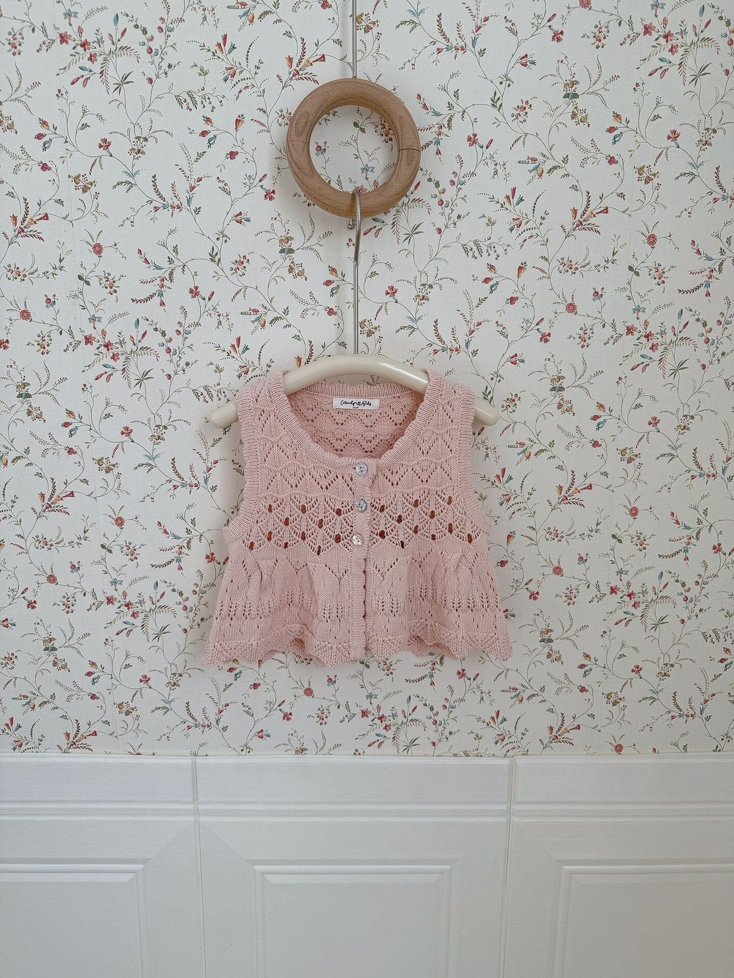 ベスト Openwork Jacquard Knitted Vest 透かし編みジャガードニットベスト【mh0012108】
