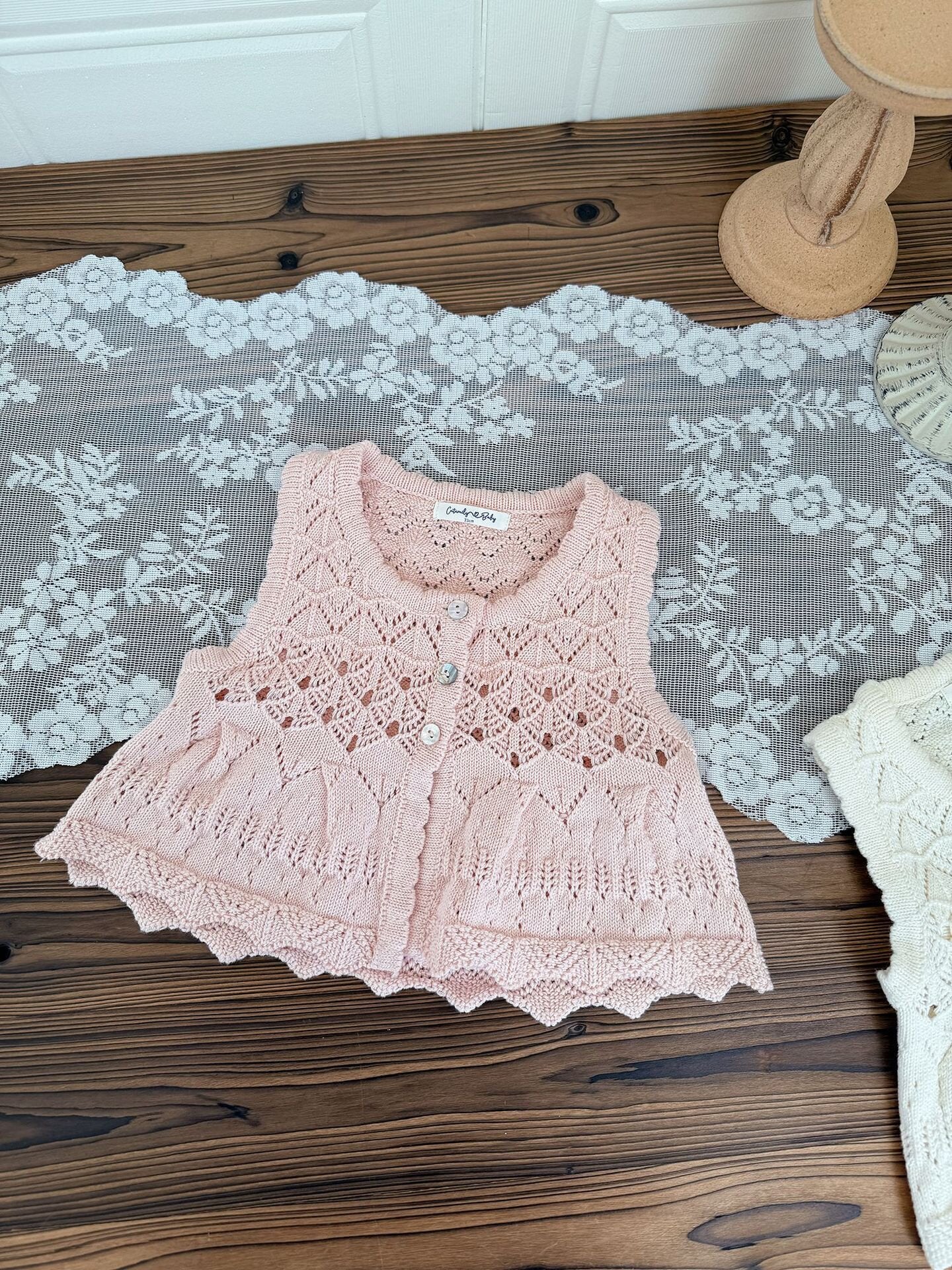ベスト Openwork Jacquard Knitted Vest 透かし編みジャガードニットベスト【mh0012108】