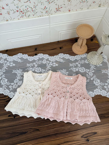 ベスト Openwork Jacquard Knitted Vest 透かし編みジャガードニットベスト【mh0012108】