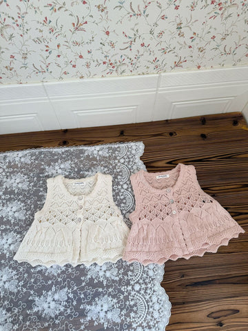 ベスト Openwork Jacquard Knitted Vest 透かし編みジャガードニットベスト【mh0012108】