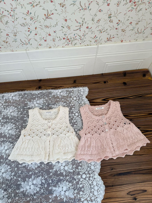 ベスト Openwork Jacquard Knitted Vest 透かし編みジャガードニットベスト【mh0012108】