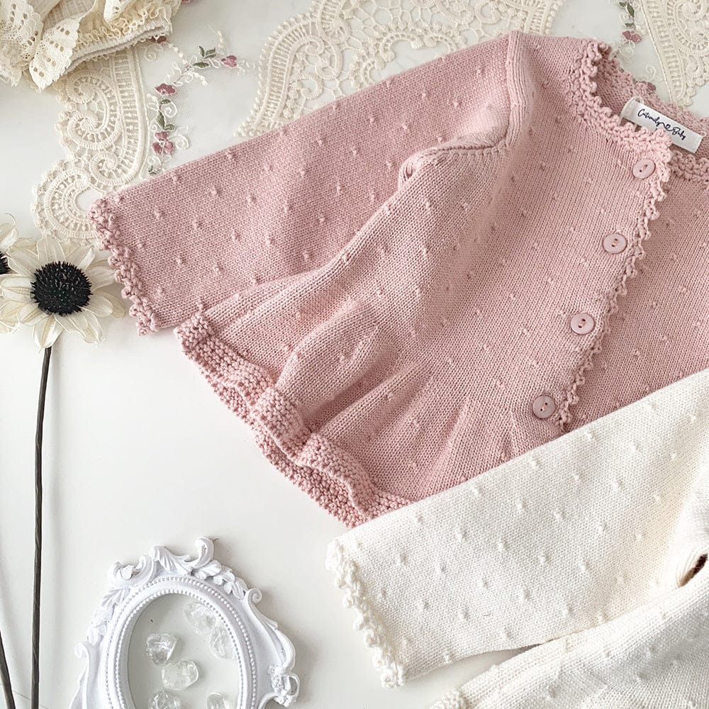 カーディガン・パーカー Pink / 73cm ベビーキッズカーディガン ペプラムフリルニット長袖カーディガンジャケット【mh0009116】