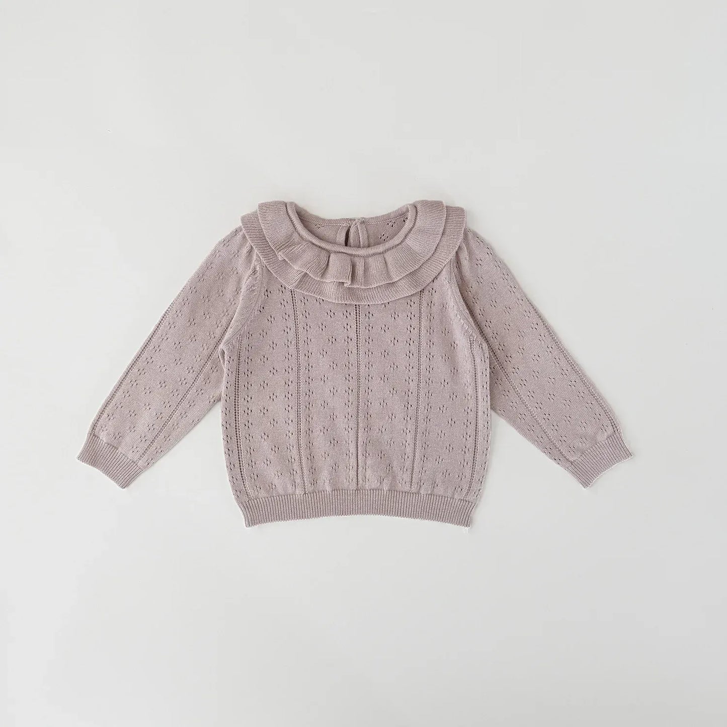 ニット・セーター Pink / 9M (73) ベビーキッズトップス ダブルラッフル襟レースニット長袖セーターブラウス【mh0008919】