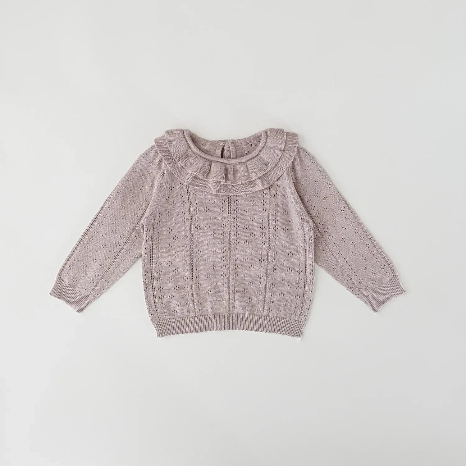 ニット・セーター Pink / 9M (73) ベビーキッズトップス ダブルラッフル襟レースニット長袖セーターブラウス【mh0008919】