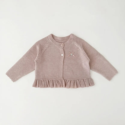 カーディガン・パーカー Pink / 9M (73) ベビーキッズカーディガン 裾フリルニット長袖ボレロカーディガン【mh0008920】