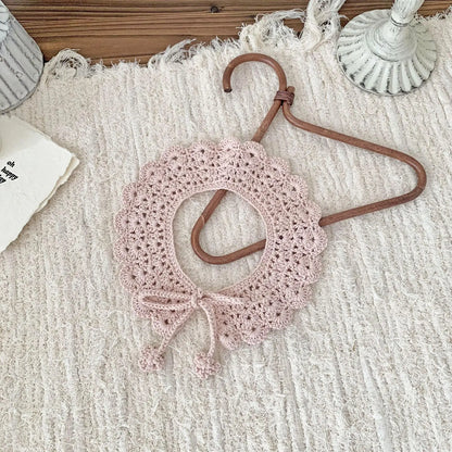 ショール Pink ベビーつけ襟 レースニットリボンアタッチメントカラー【mh0007884】