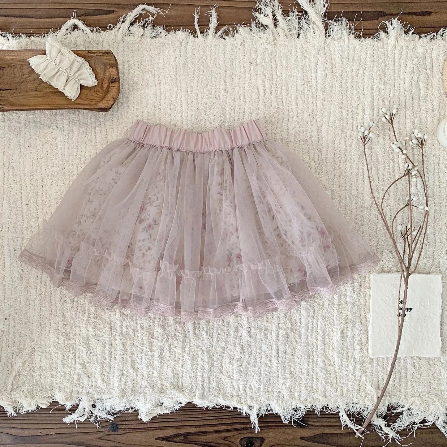 スカート Pink【Pre-order】 / 9M (73) キッズスカート チュチュチュールフラワーシアーガーリースカート【mh0008914】