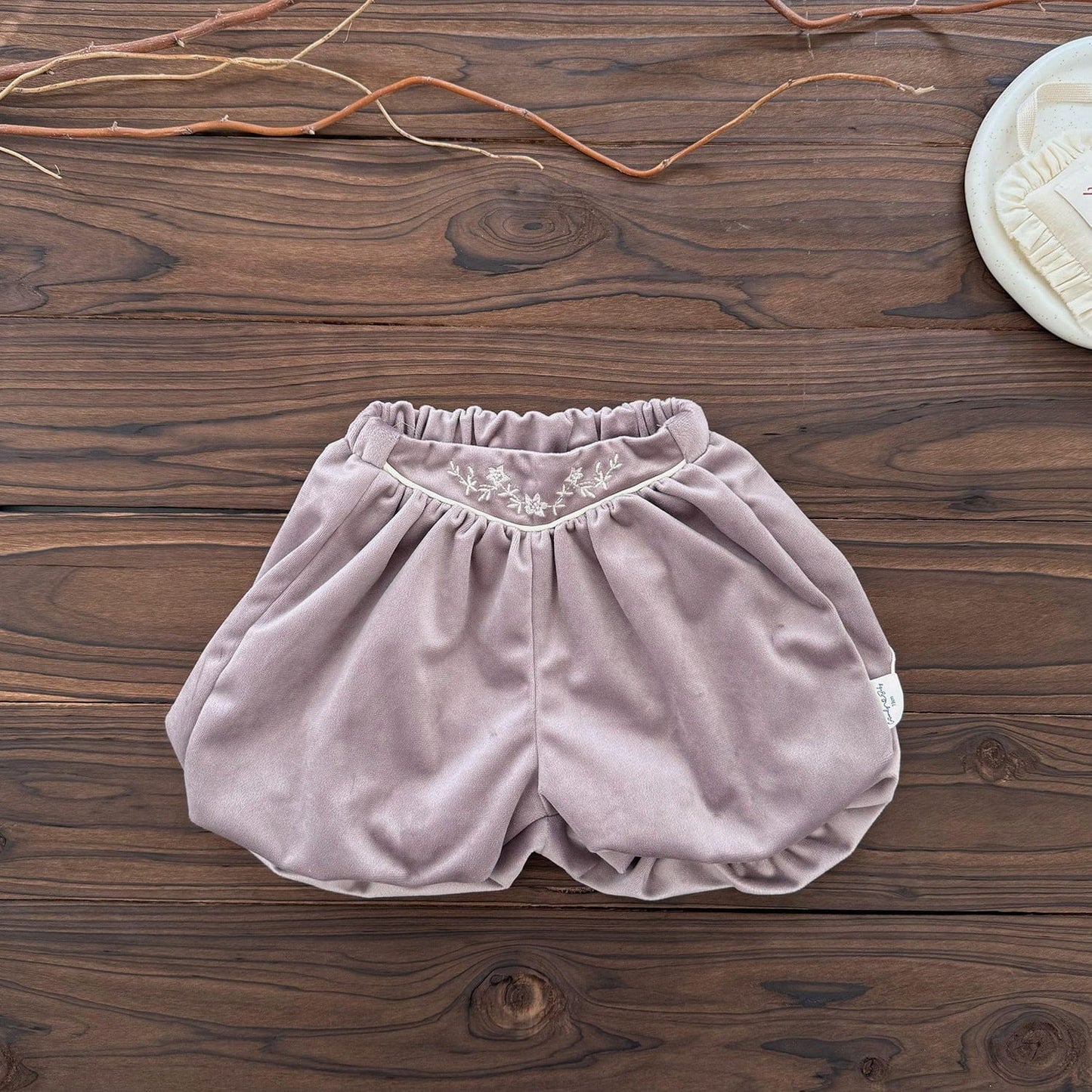 ハーフパンツ・ショートパンツ Pink Purple / 73cm 刺繍入りベルベットカボチャパンツ【mh0011159】