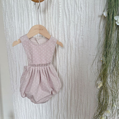 タンクトップ・キャミソール・ノースリーブトップス Pink Romper / 73cm Floral Twill Suspender Romper 花柄 ツイル サスペンダー ロンパース【mh0012154】