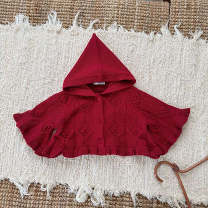 カーディガン・パーカー Red / 73cm フーディポンチョ フード付きケープ 赤ずきんちゃん カーディガン【mh0011524】
