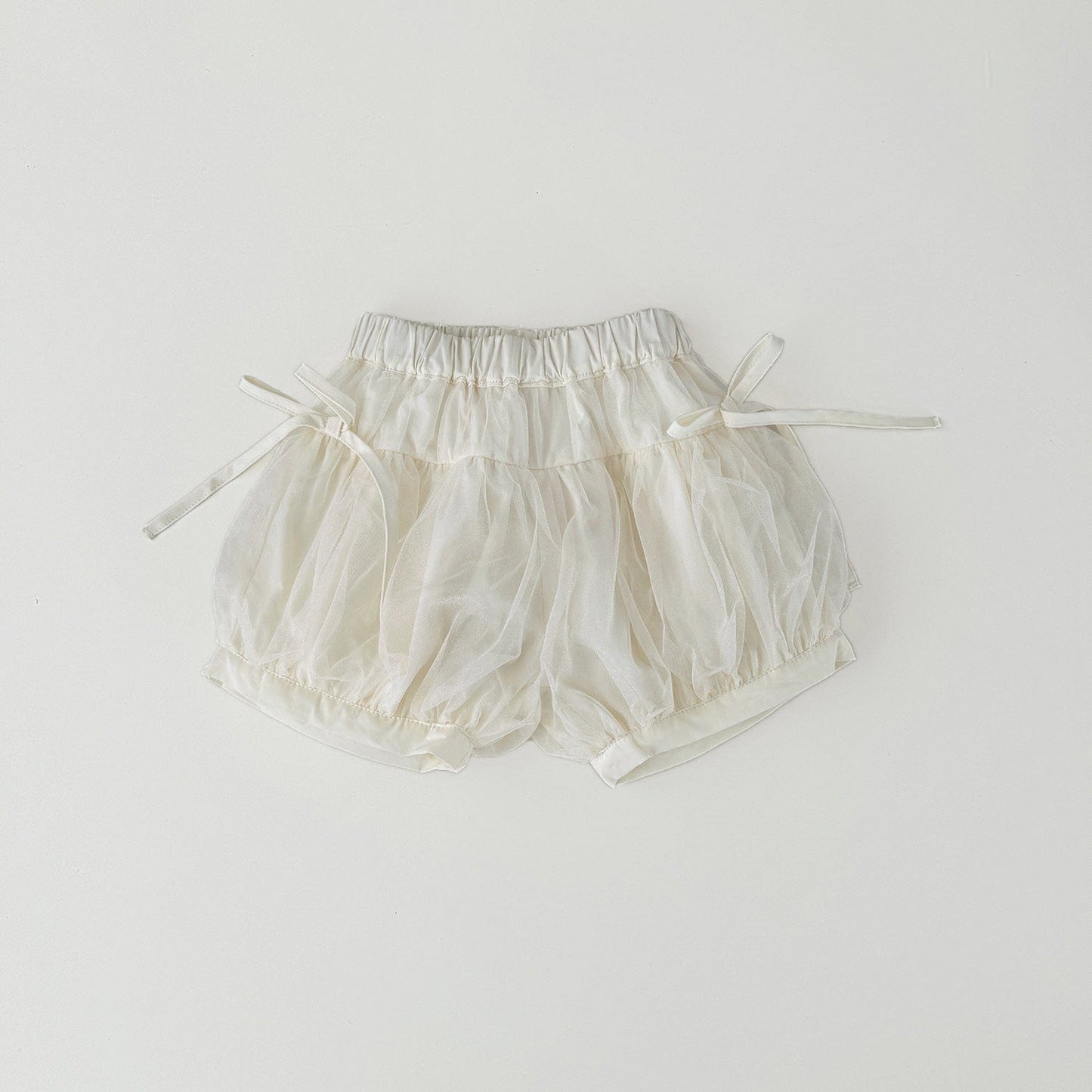 長袖セットアップ Rice apricot shorts / 73cm ベビーキッズカーディガン/パンツ レースニット長袖カーディガンジャケット/リボンショートバルーンパンツ【mh0009123】
