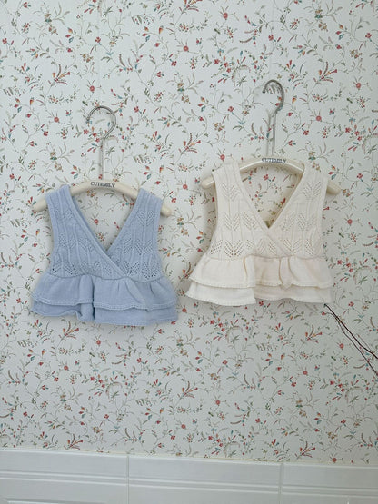 ベスト Ruffled Knitted Cotton Vest フリルニットベスト【mh0012107】