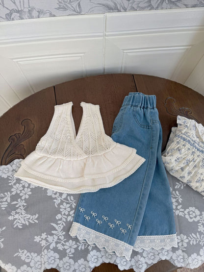 ベスト Ruffled Knitted Cotton Vest フリルニットベスト【mh0012107】