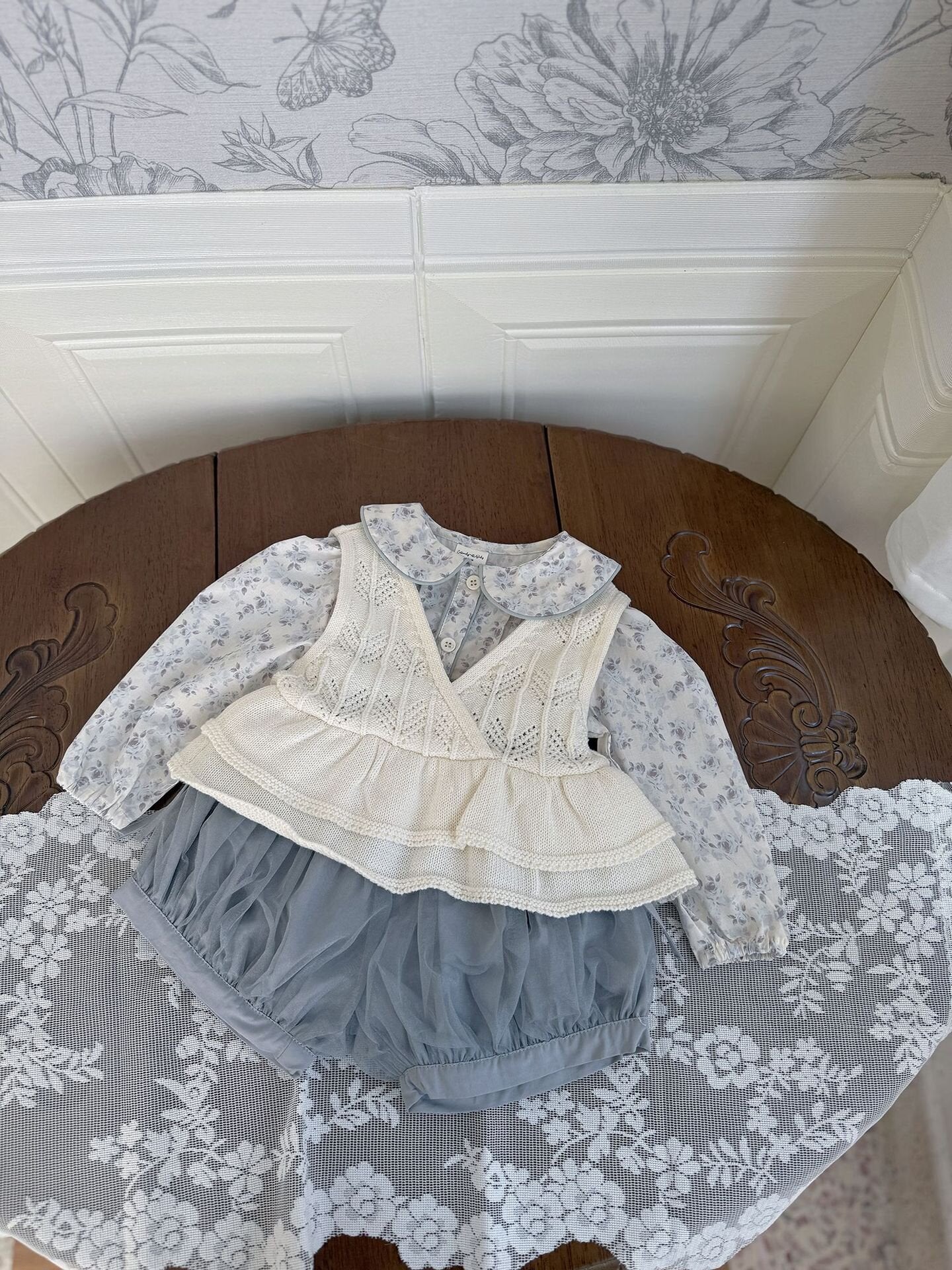ベスト Ruffled Knitted Cotton Vest フリルニットベスト【mh0012107】