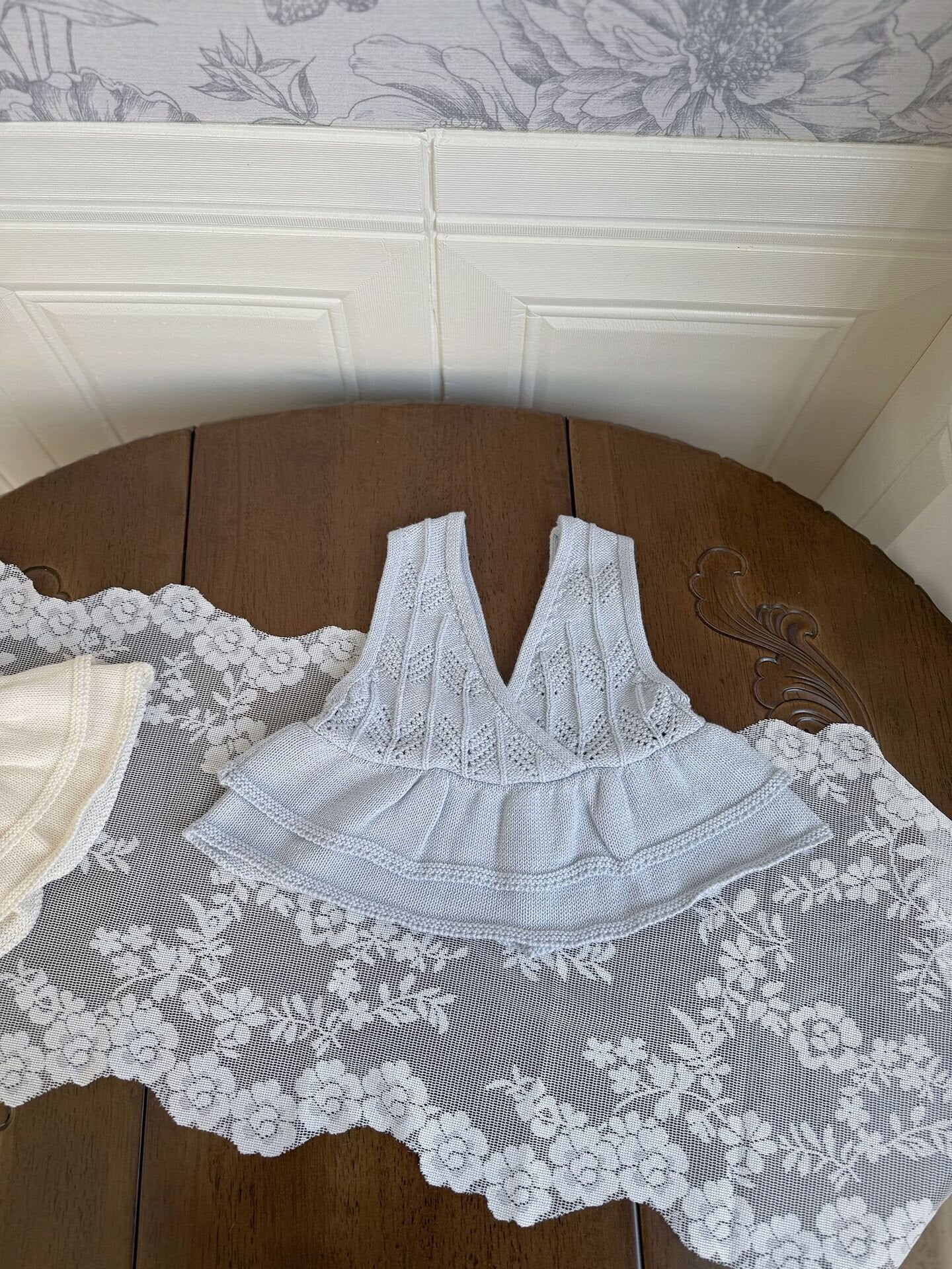 ベスト Ruffled Knitted Cotton Vest フリルニットベスト【mh0012107】