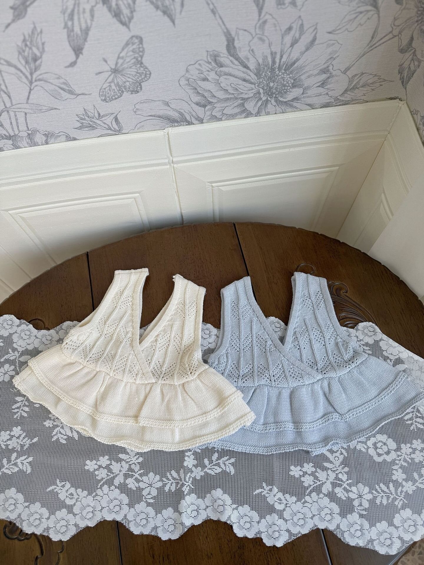 ベスト Ruffled Knitted Cotton Vest フリルニットベスト【mh0012107】