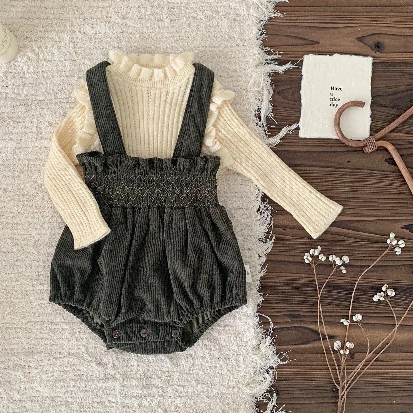 ニット・セーター ベビーキッズトップス フリルショルダースタンドカラーニットカットソーTシャツ 3カラー【mh0007243】