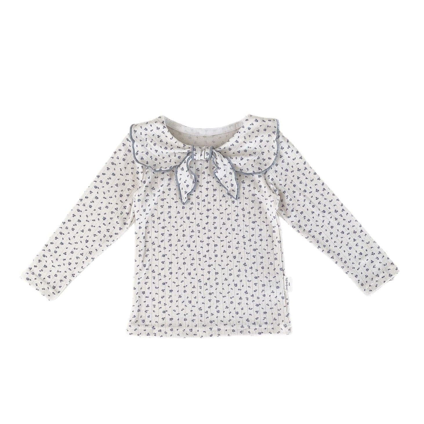 長袖セットアップ キッズトップス/パンツ セーラーリボン襟長袖Tシャツ/裾絞りロングパンツ【mh0009126】