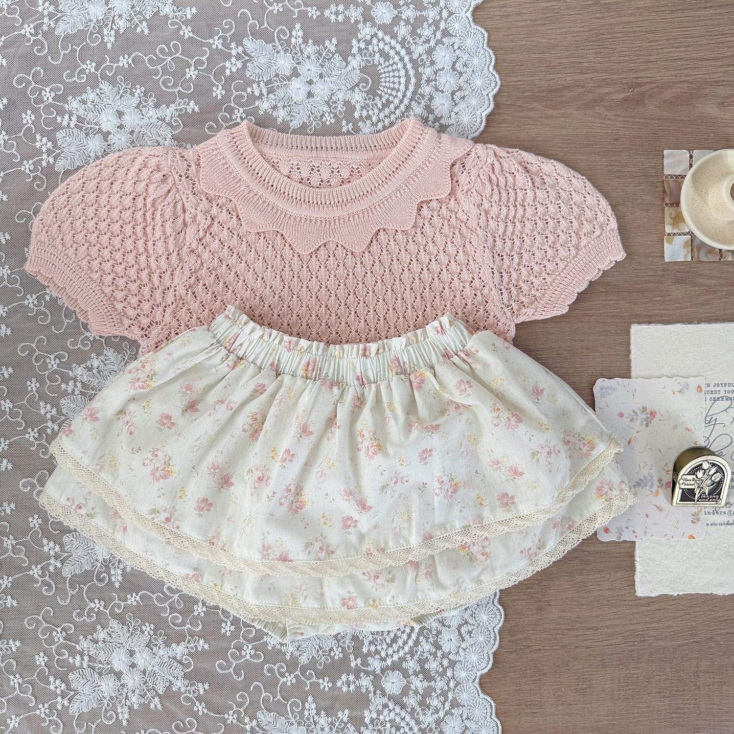 半袖シャツ・ブラウス サマーニット半袖パフスリーブTシャツブラウス【mh0010425】