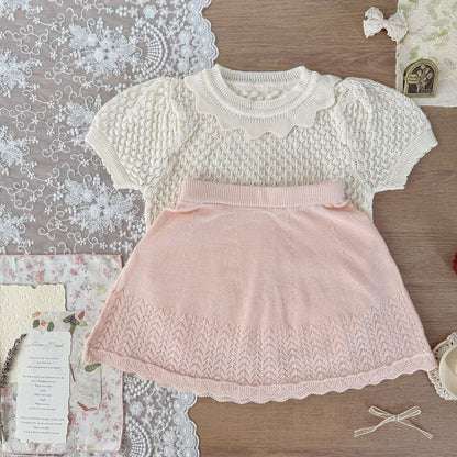 半袖シャツ・ブラウス サマーニット半袖パフスリーブTシャツブラウス【mh0010425】